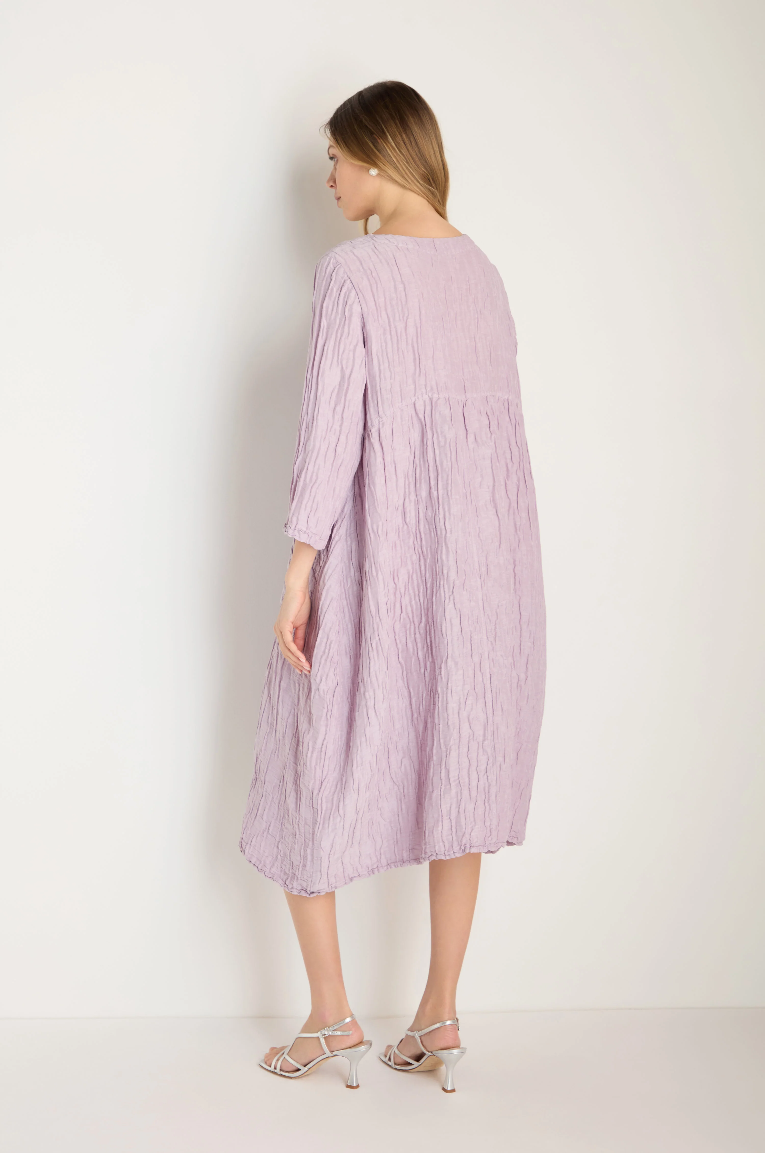 Silk Linen Lilac Patch Pocket Dress - Image 4