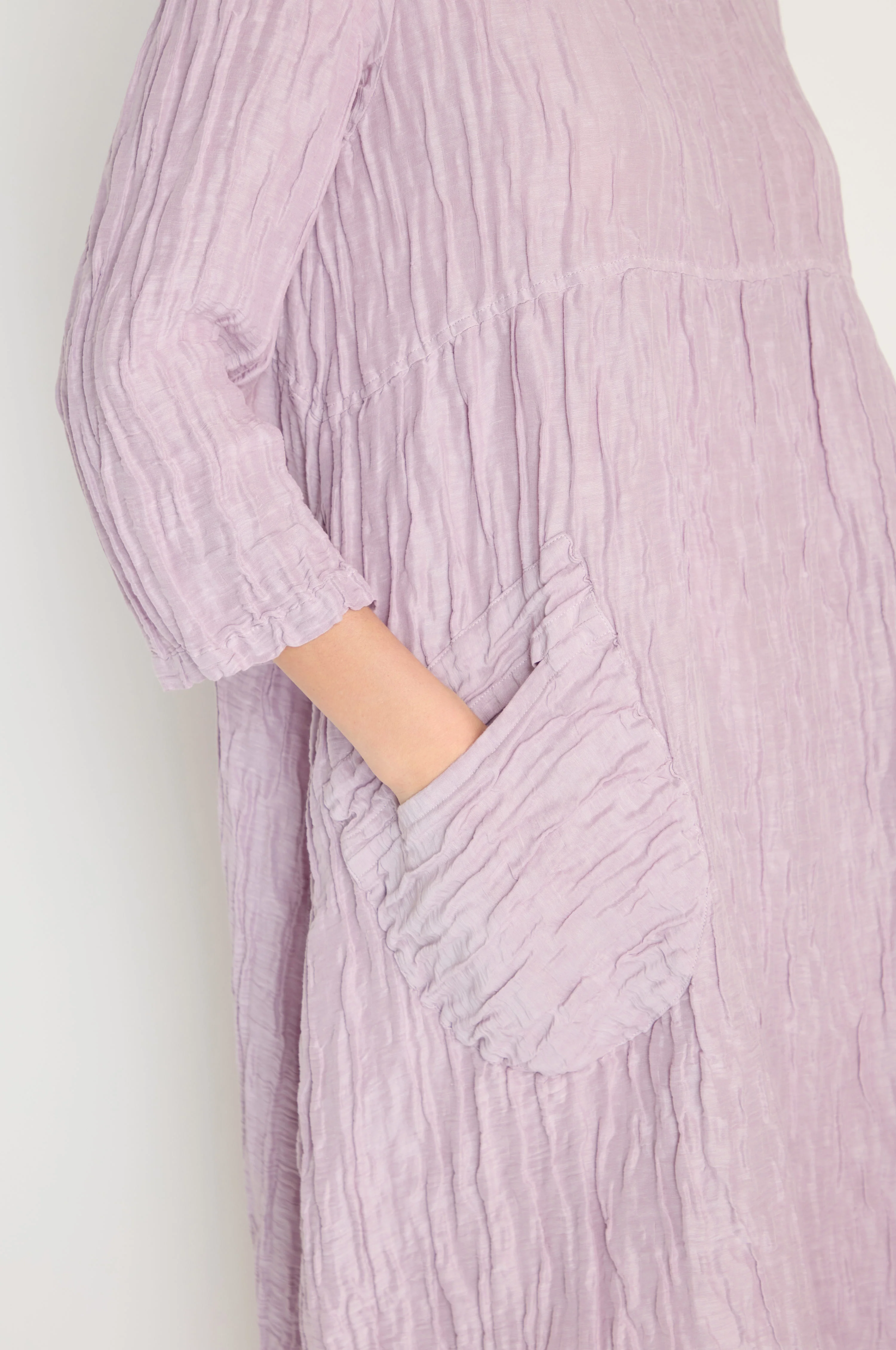 Silk Linen Lilac Patch Pocket Dress - Image 5