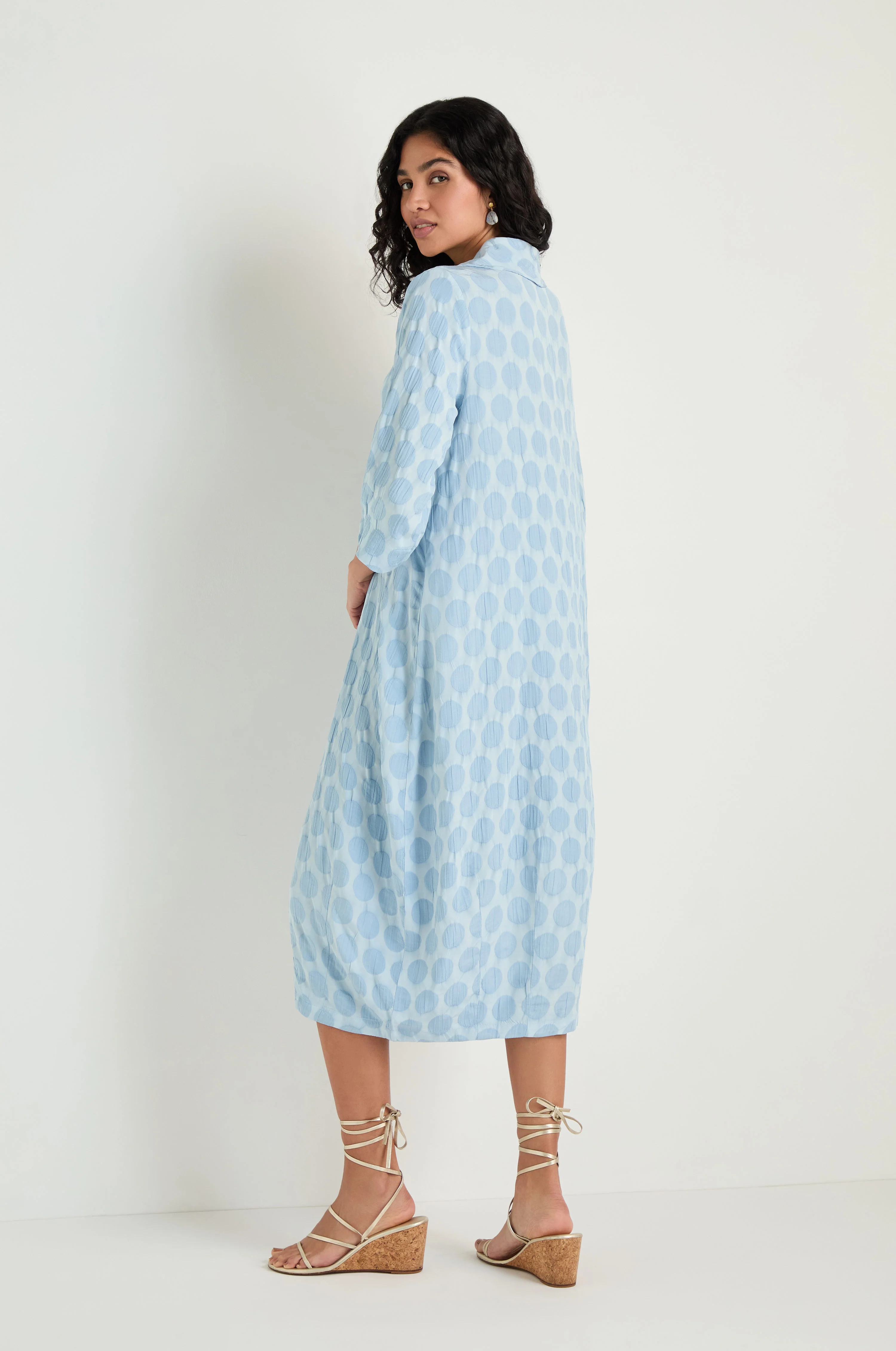 Spot Textured Jacquard Bubble Dress - Image 3