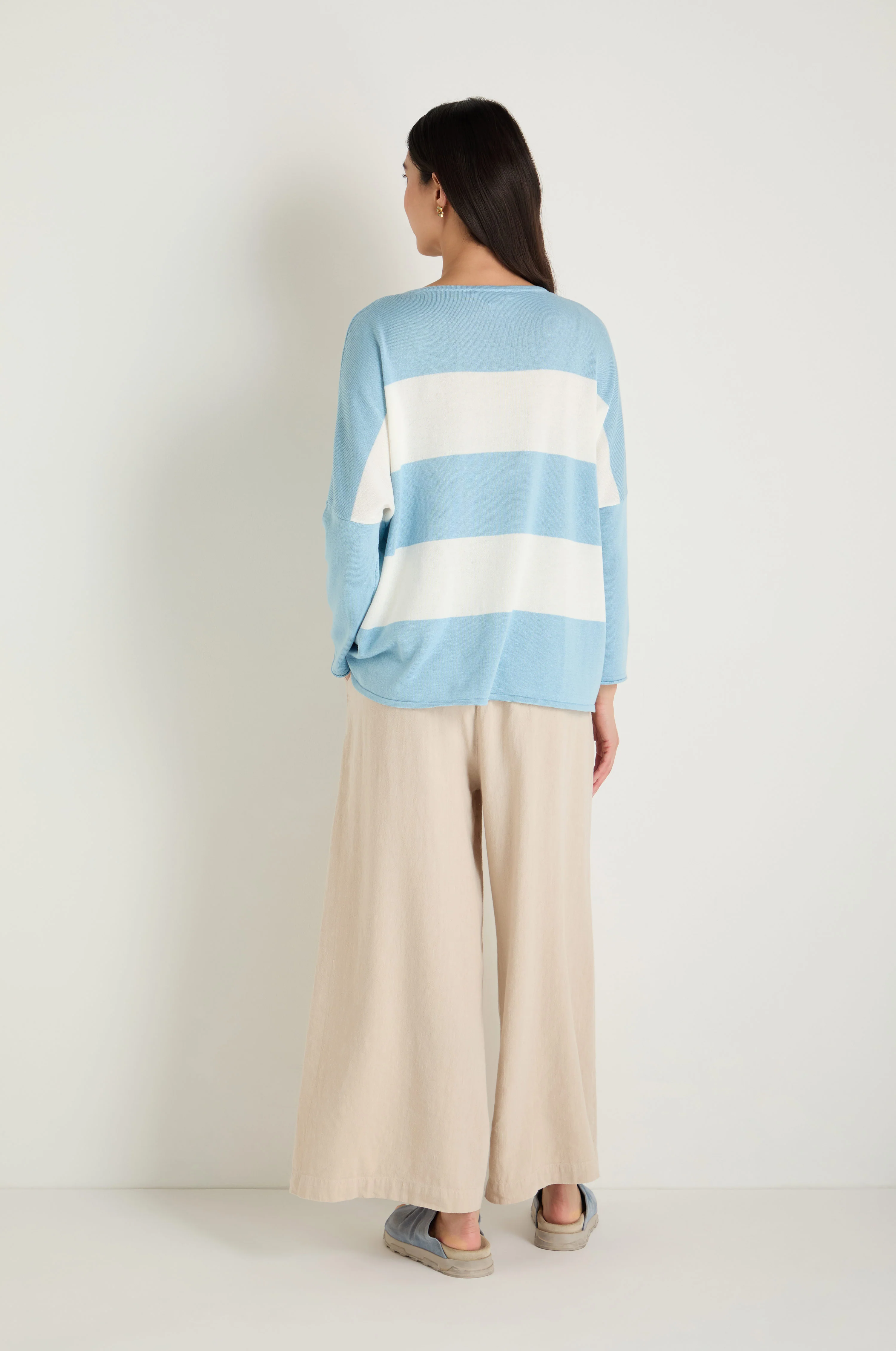 Sky Blue Stripe Pocket Knit Top - Image 4