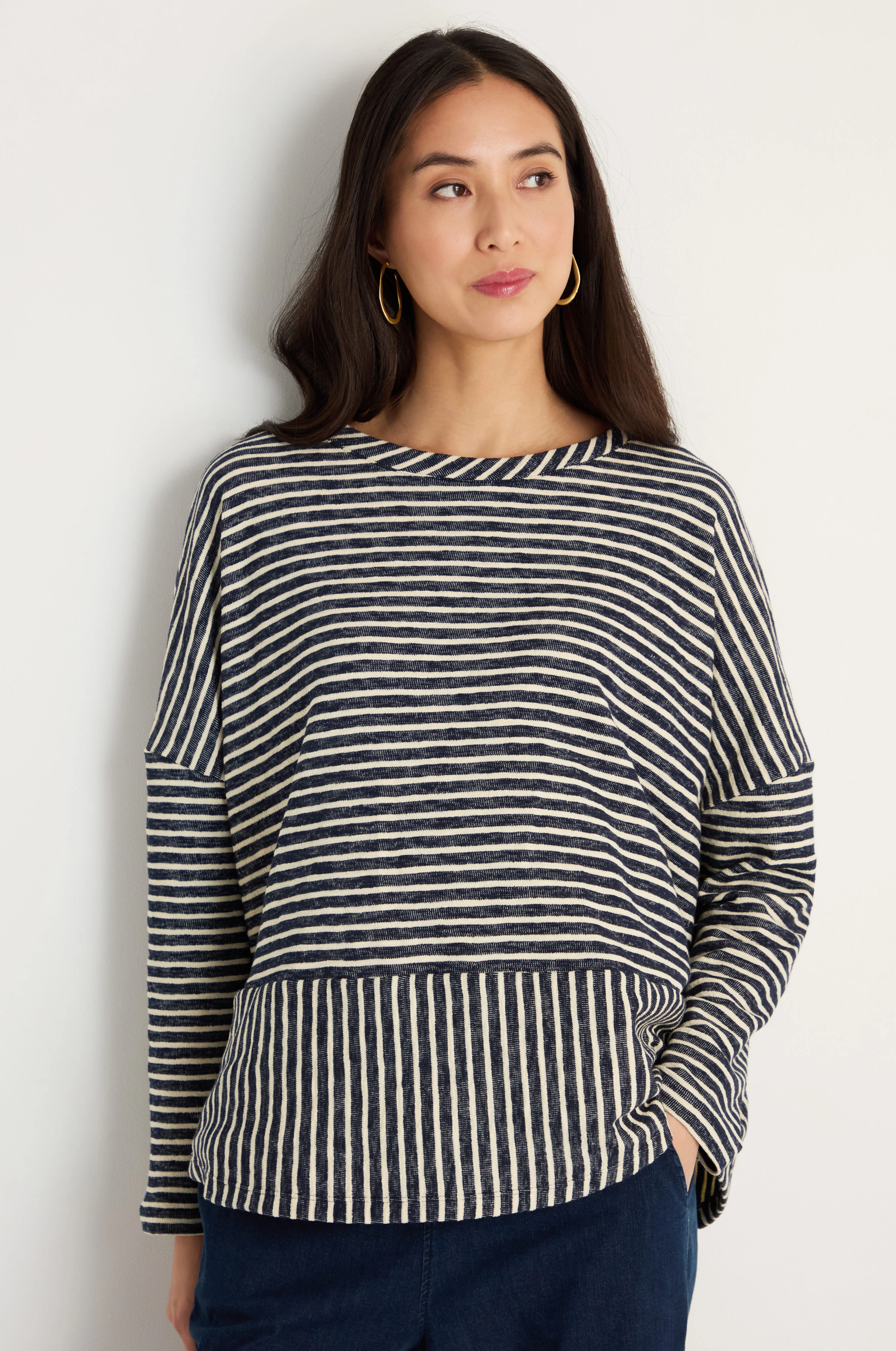 Textured Stripe Jersey Boxy Top - Image 4