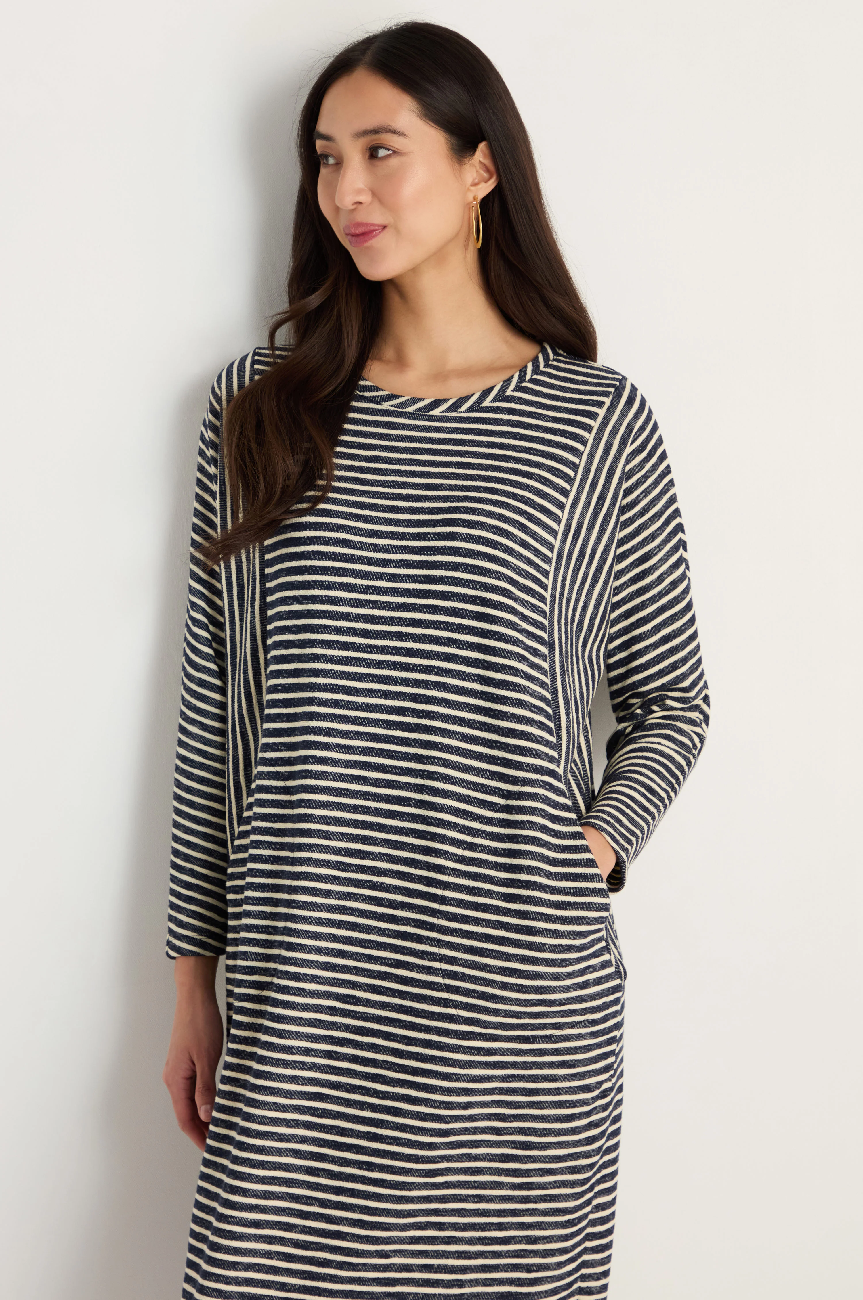 Textured Stripe Jersey Dress - Image 3