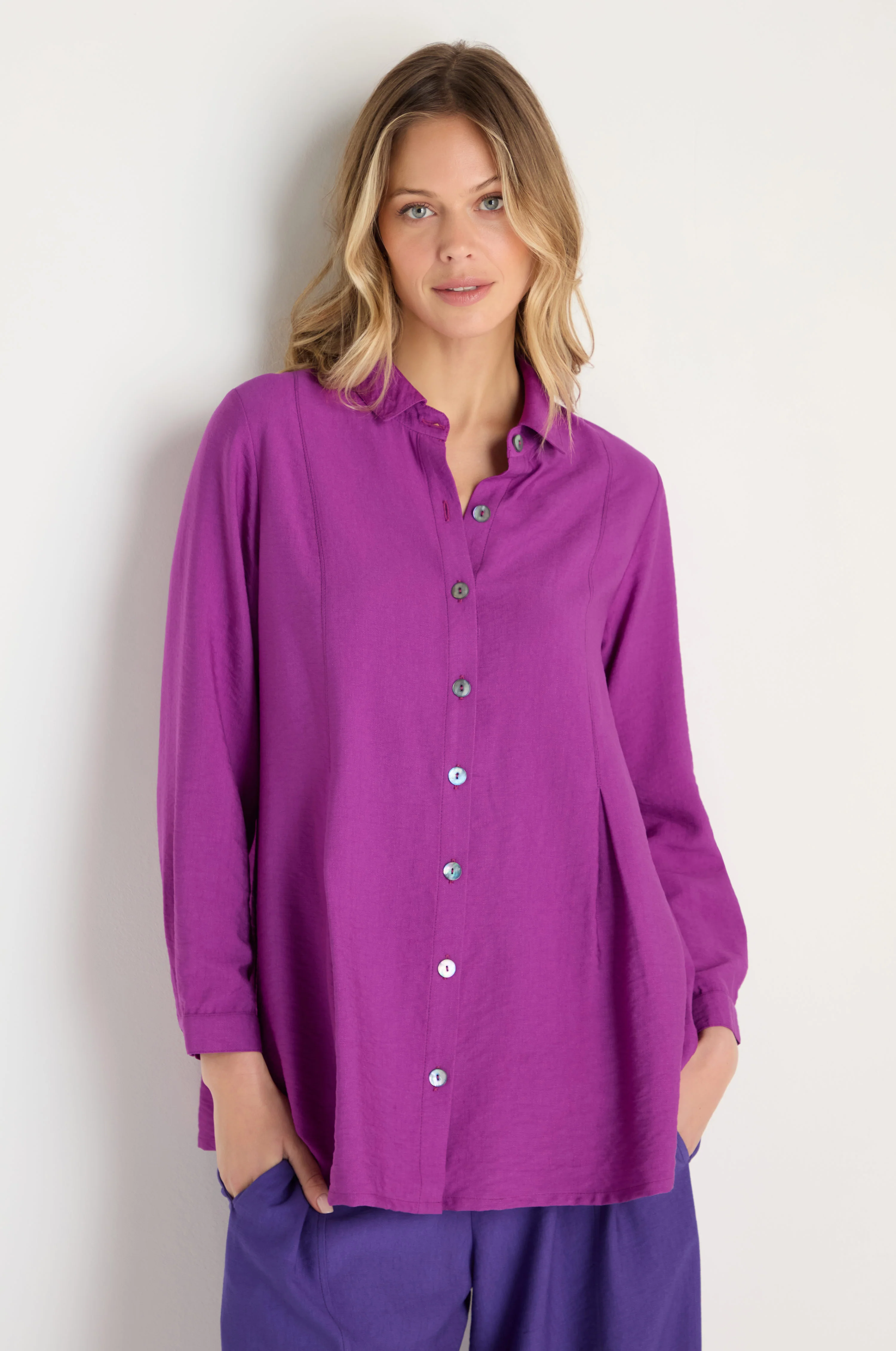 Textured Viscose Pleat Shirt - Image 5