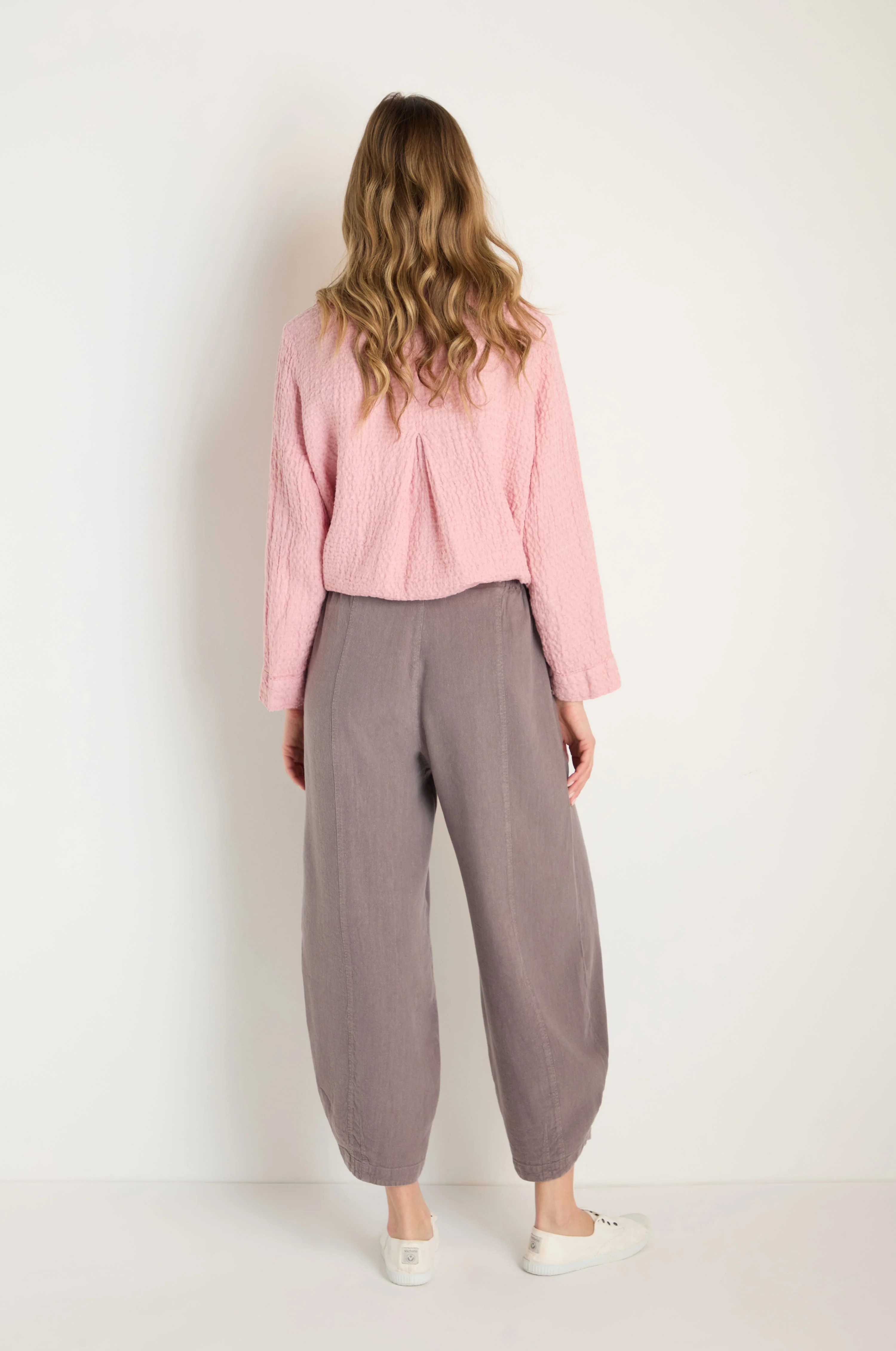 Twisted Linen Mushroom Bubble Trousers - Image 4