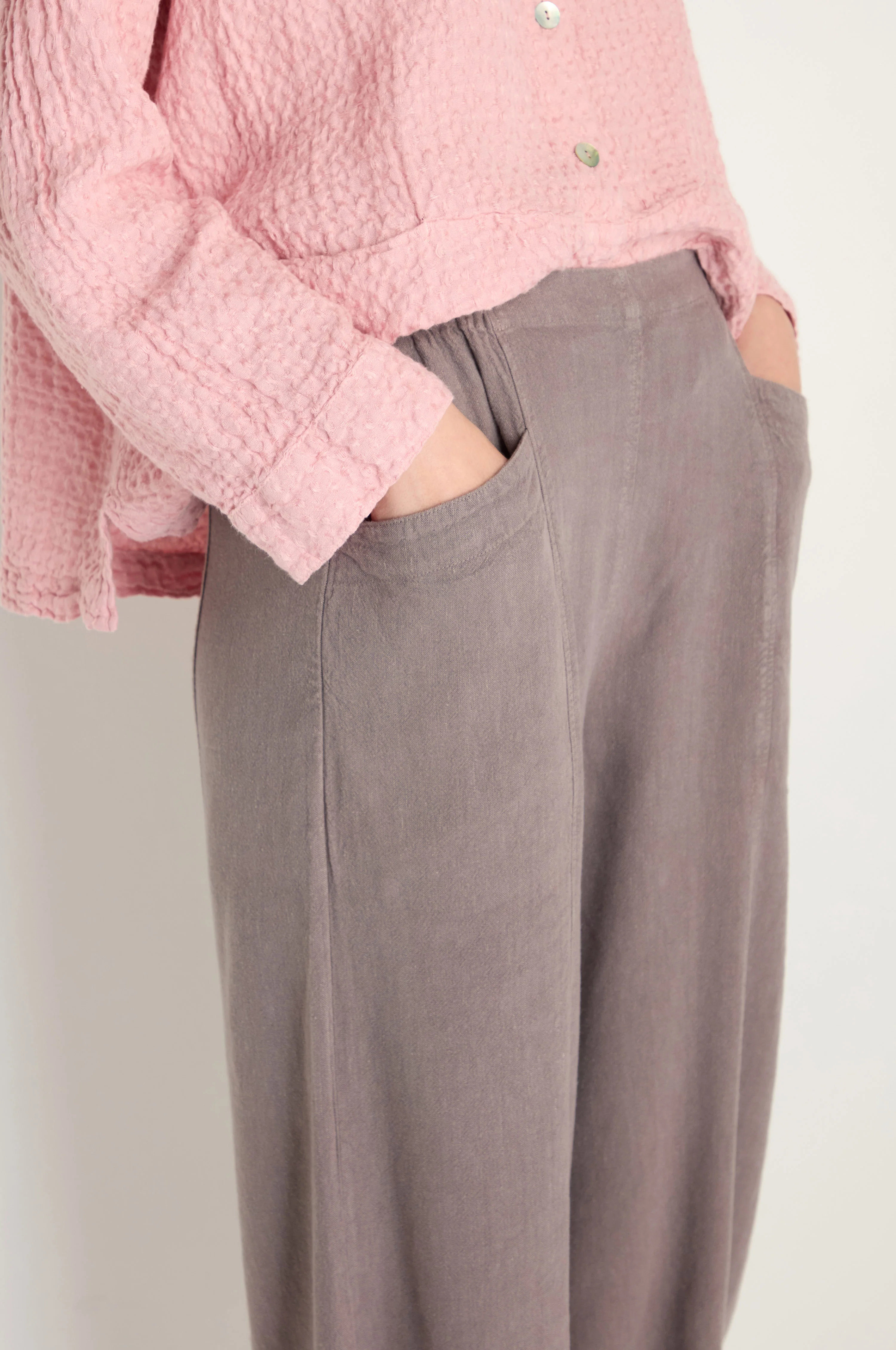 Twisted Linen Mushroom Bubble Trousers - Image 5