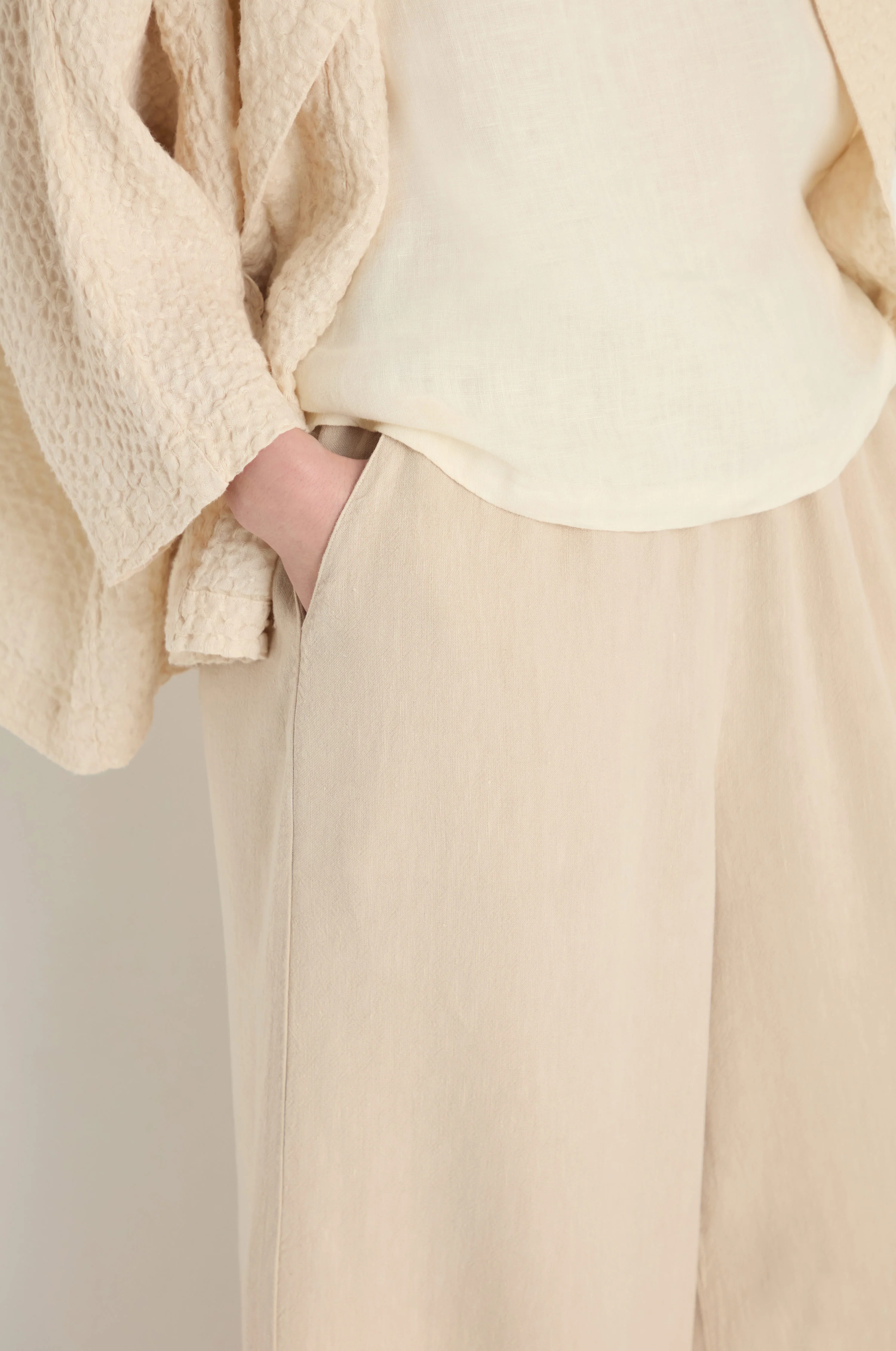 Twisted Linen Putty Wide Trousers - Image 4