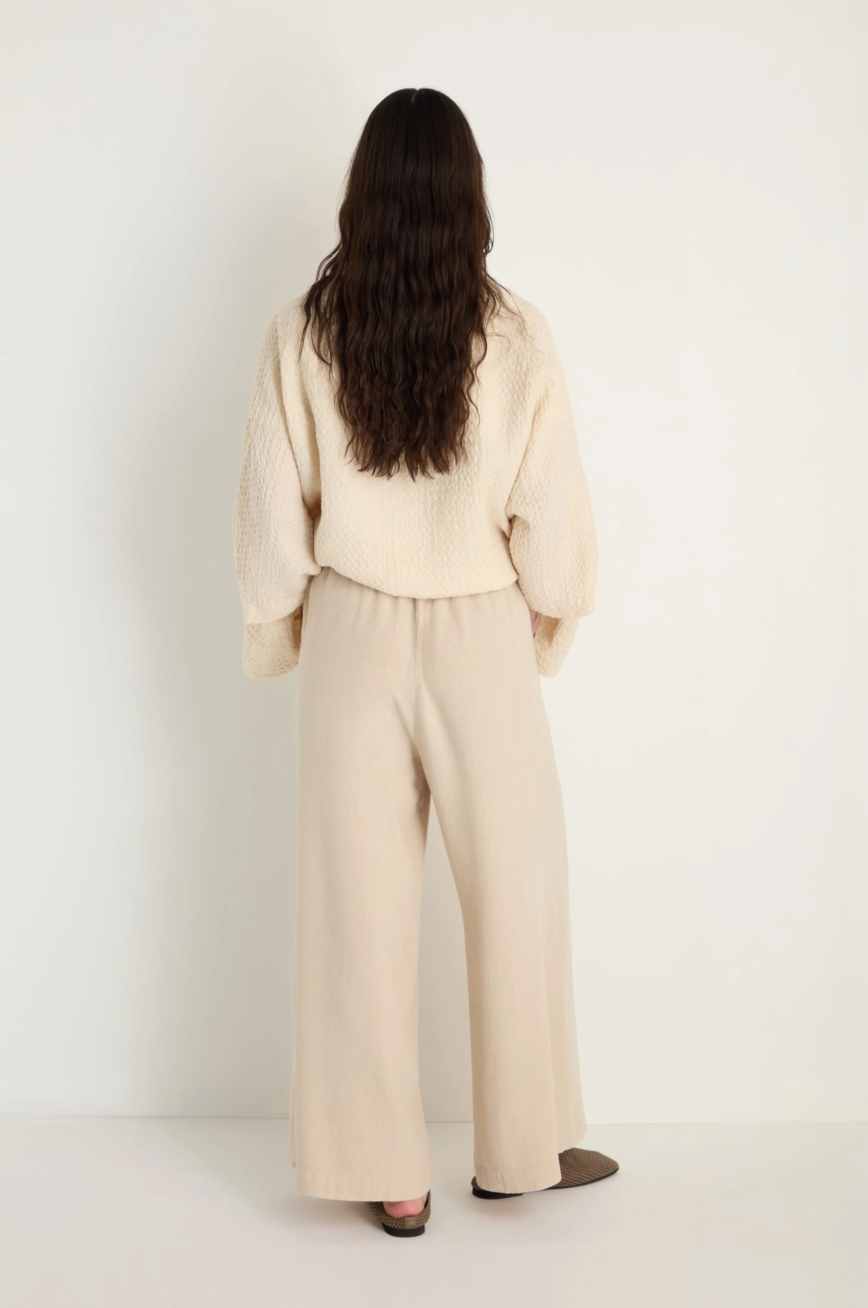 Twisted Linen Putty Wide Trousers - Image 6