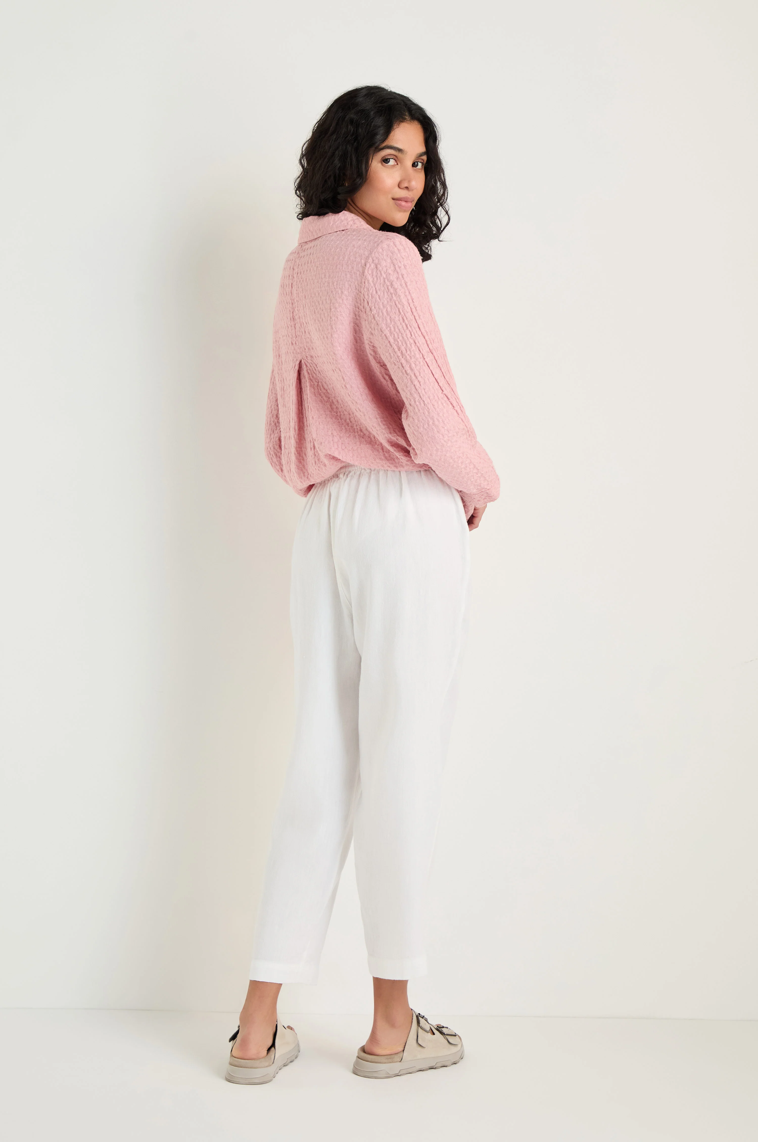 Twisted Linen Slim White Trousers - Image 4