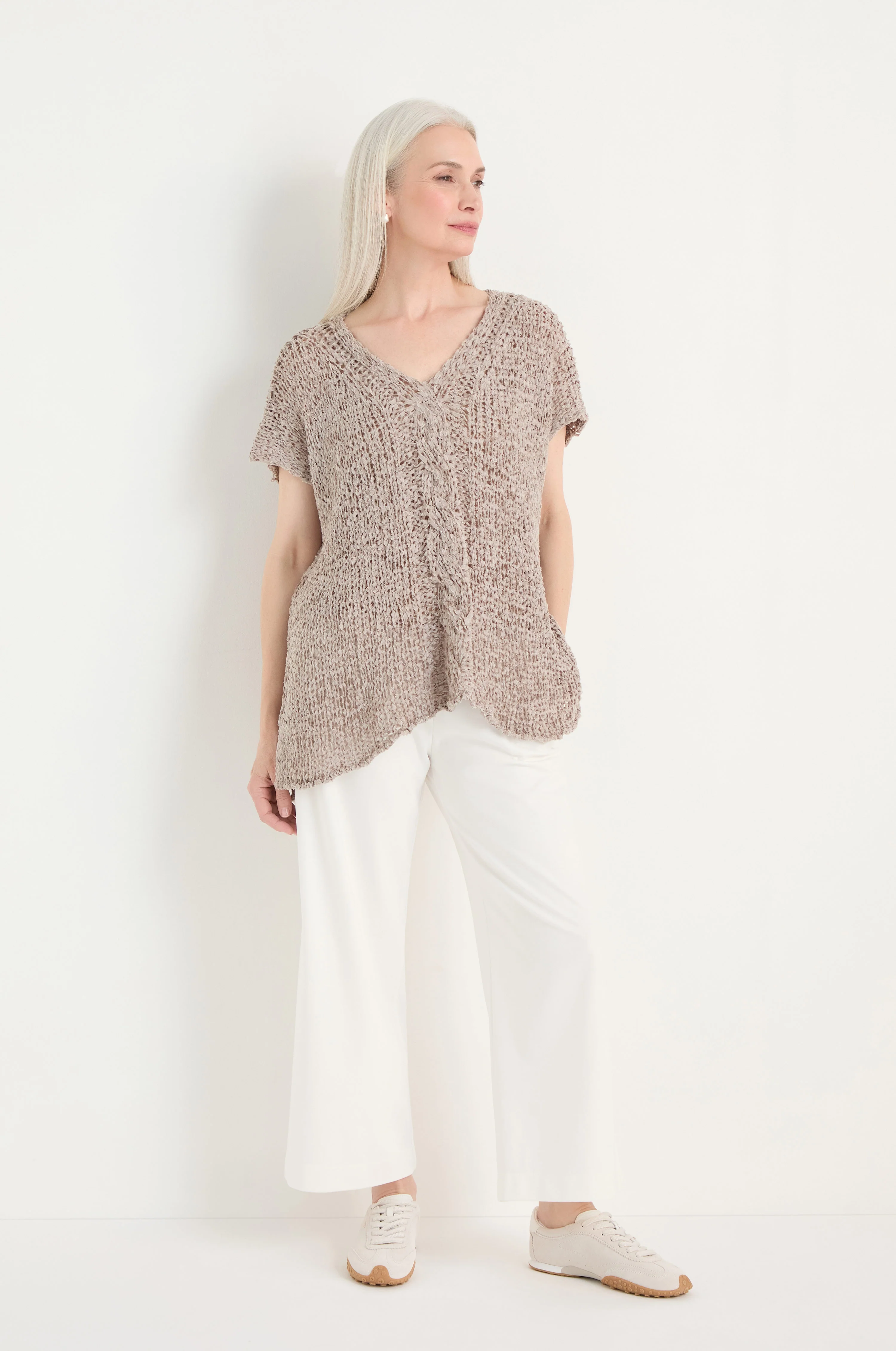 V-Neck Cotton Blend Knit - Image 10