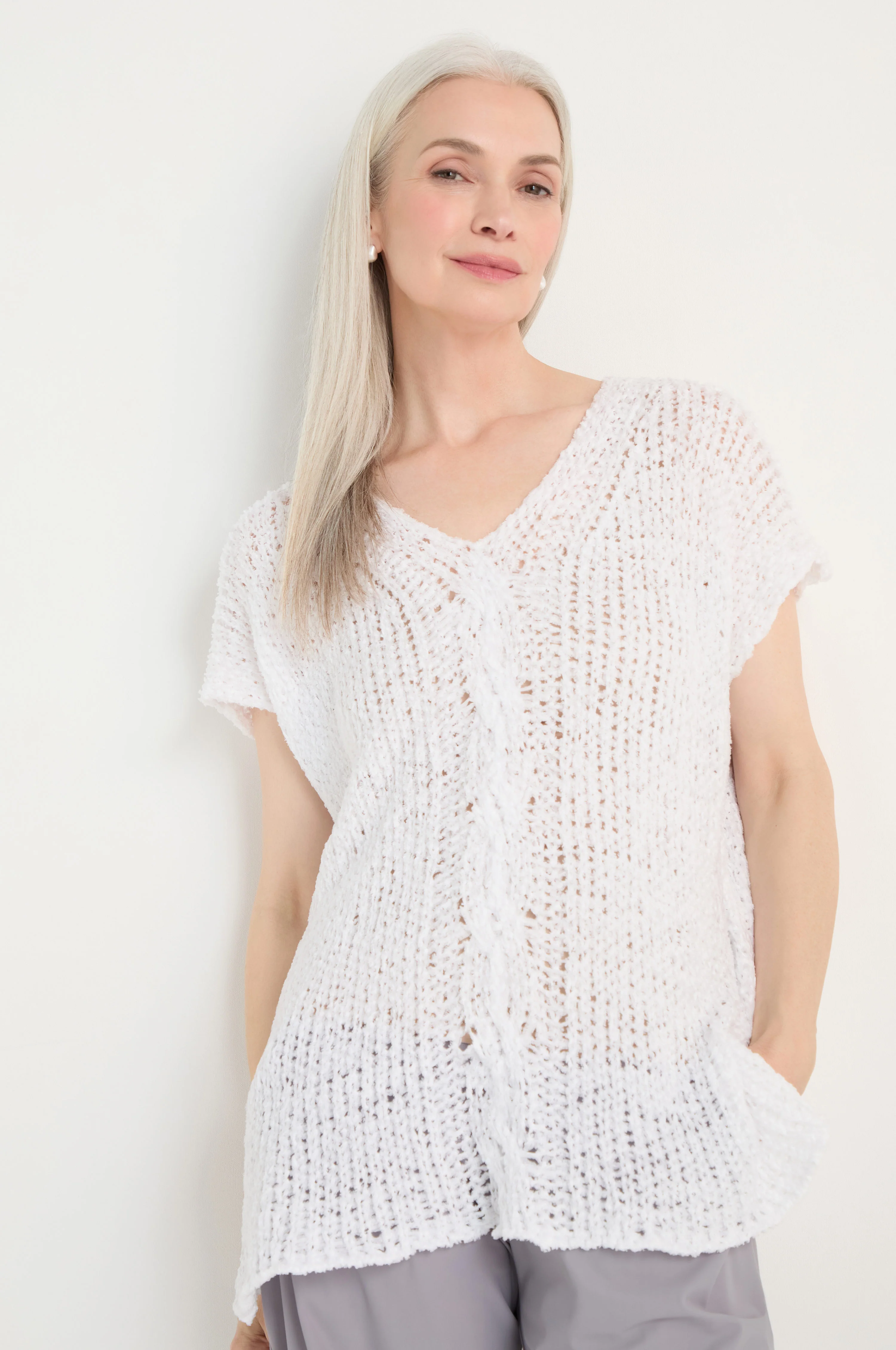 V-Neck Cotton Blend Knit - Image 4
