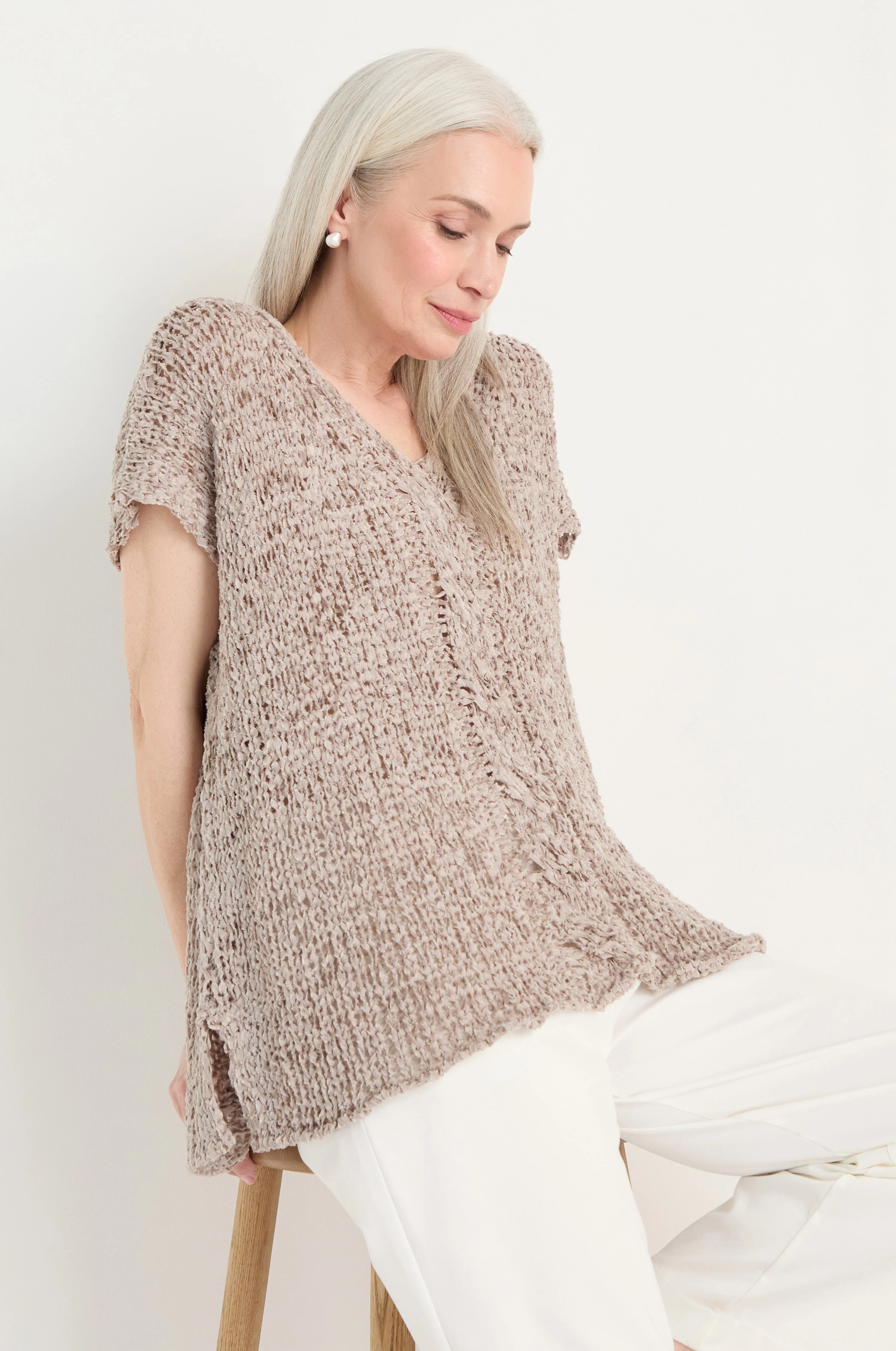 V-Neck Cotton Blend Knit - Image 9