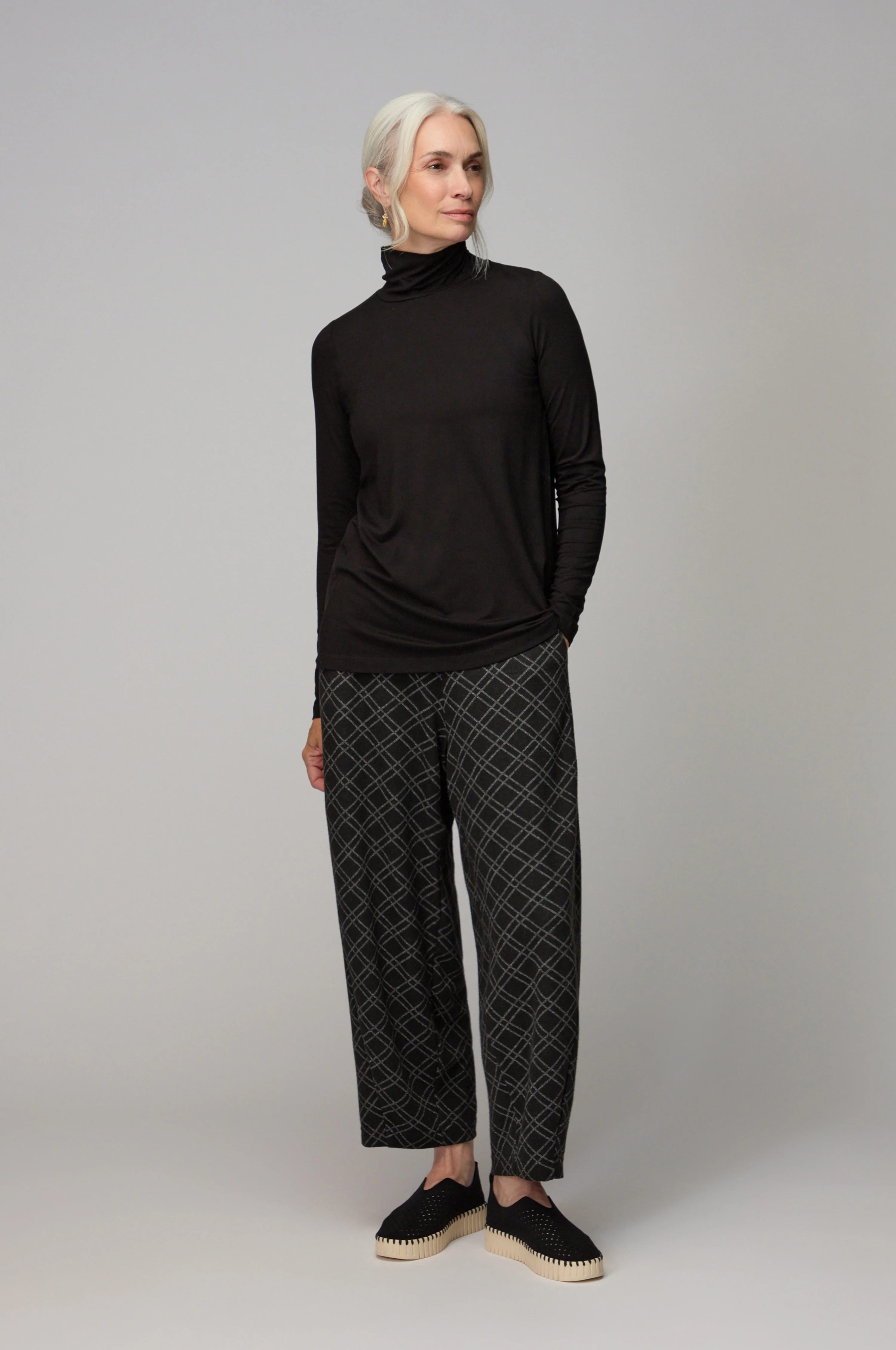 Viscose Jersey Black Roll Neck Top - Image 3