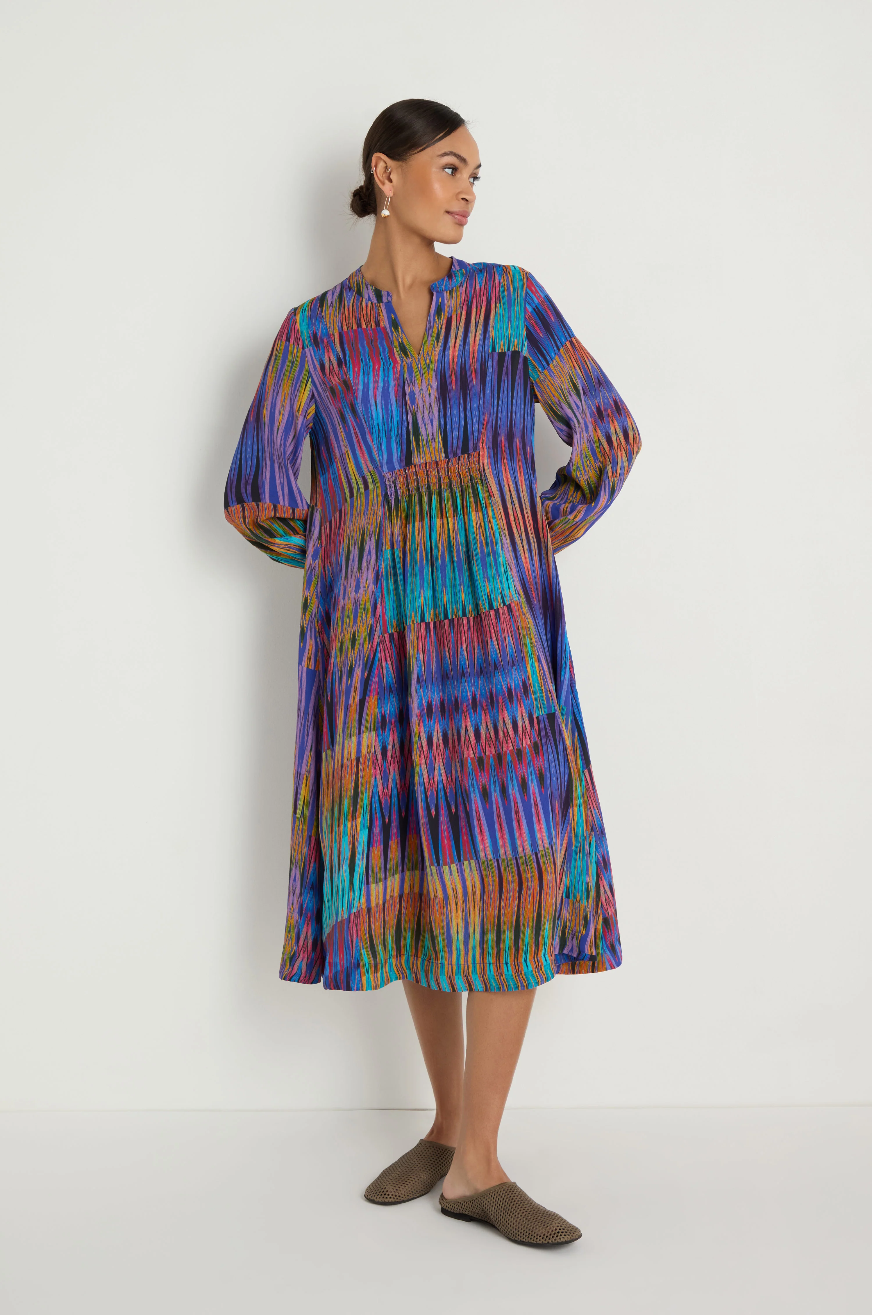 Vivid Ikat Patchwork Dress - Image 4