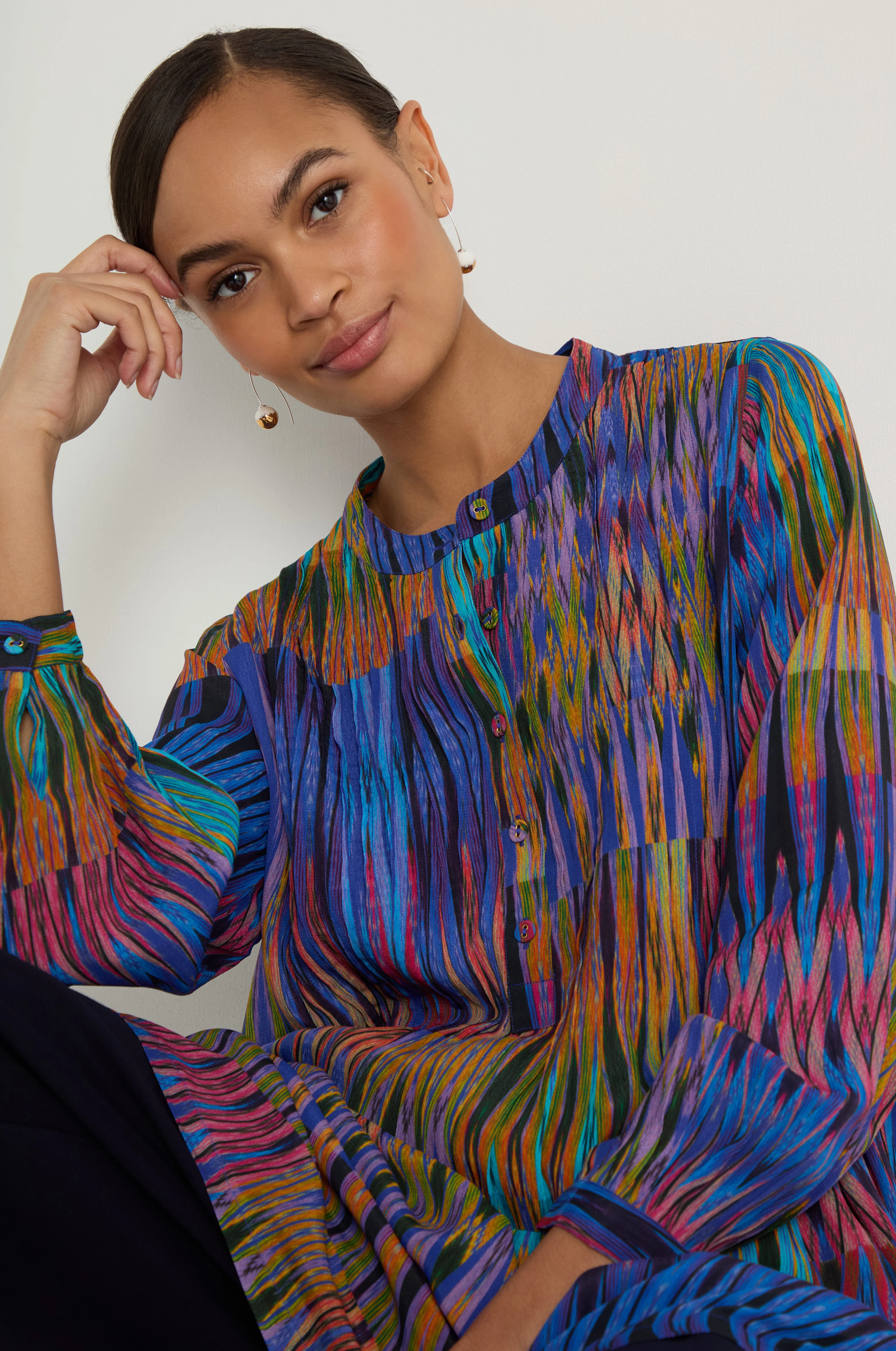 Vivid Ikat Patchwork Top - Image 4